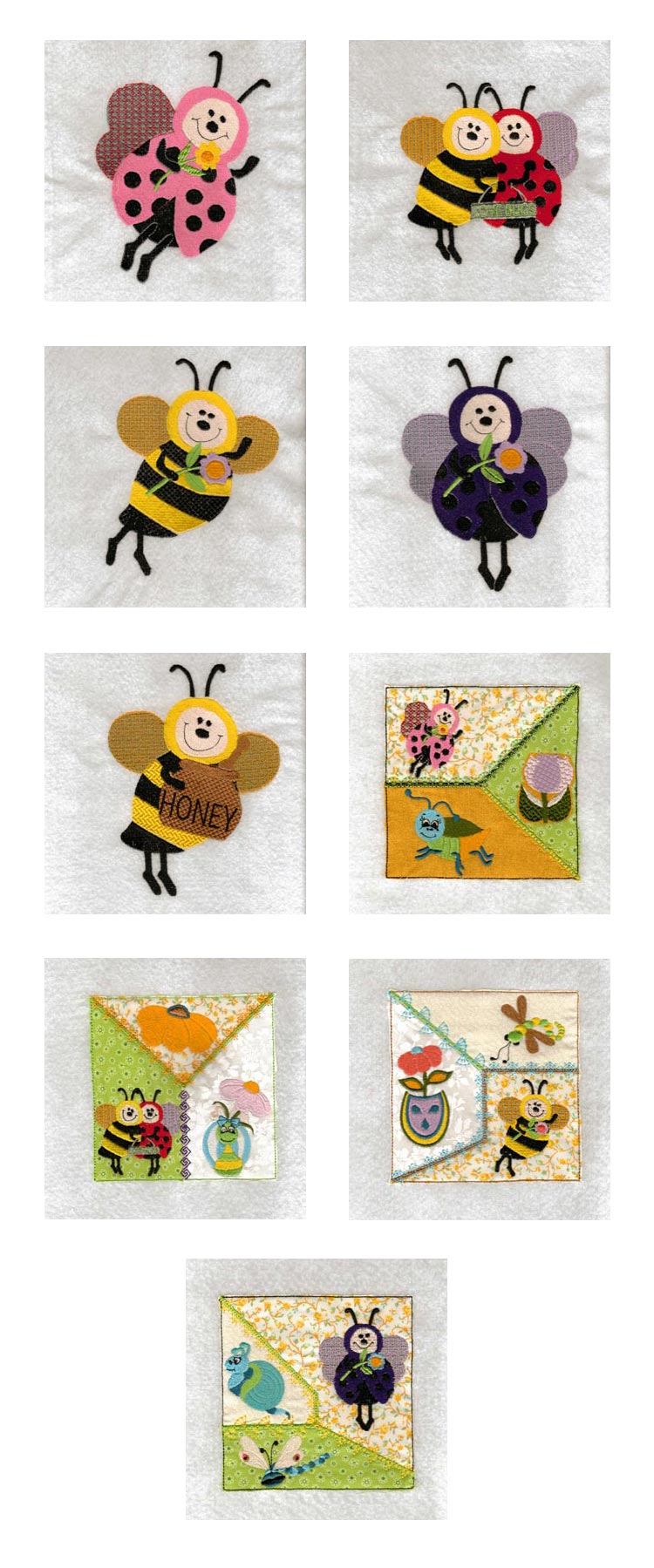 Ladybug and Bees Embroidery Machine Design Details