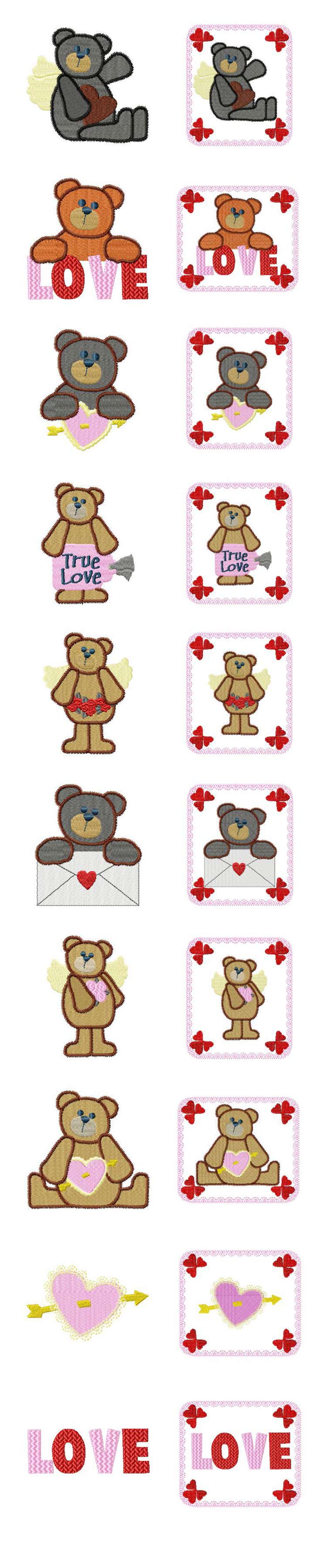 Lovable Valentine Bears Embroidery Machine Design Details