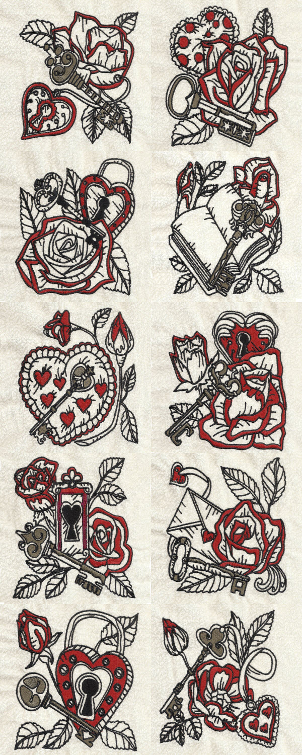 Love is the Key Embroidery Machine Design Details