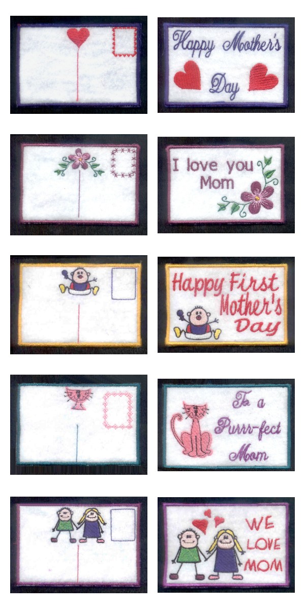 Mothers Day Post Cards Embroidery Machine Design Details