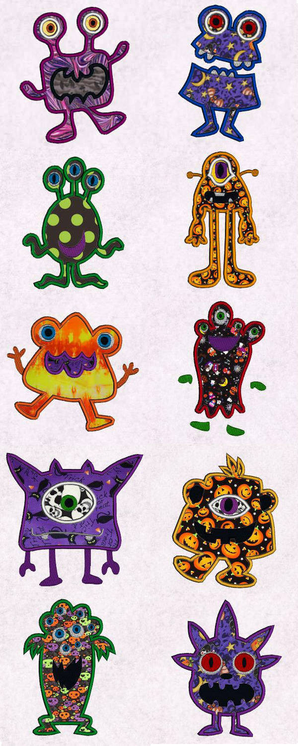 Monster Mash Boys Applique Embroidery Machine Design Details