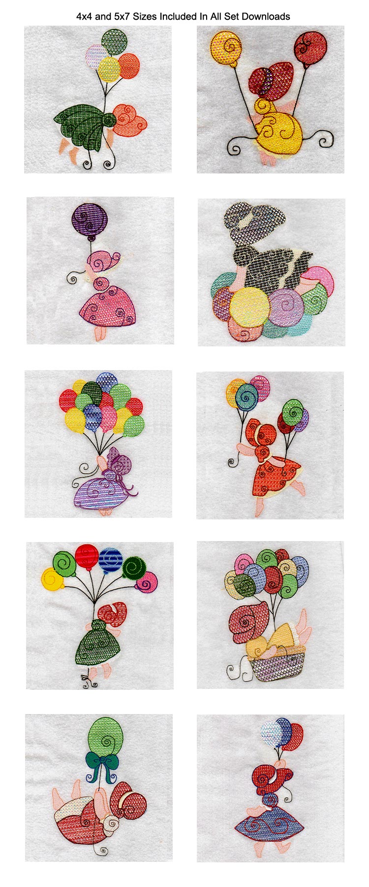 Mylar Sun Bonnets Embroidery Machine Design Details