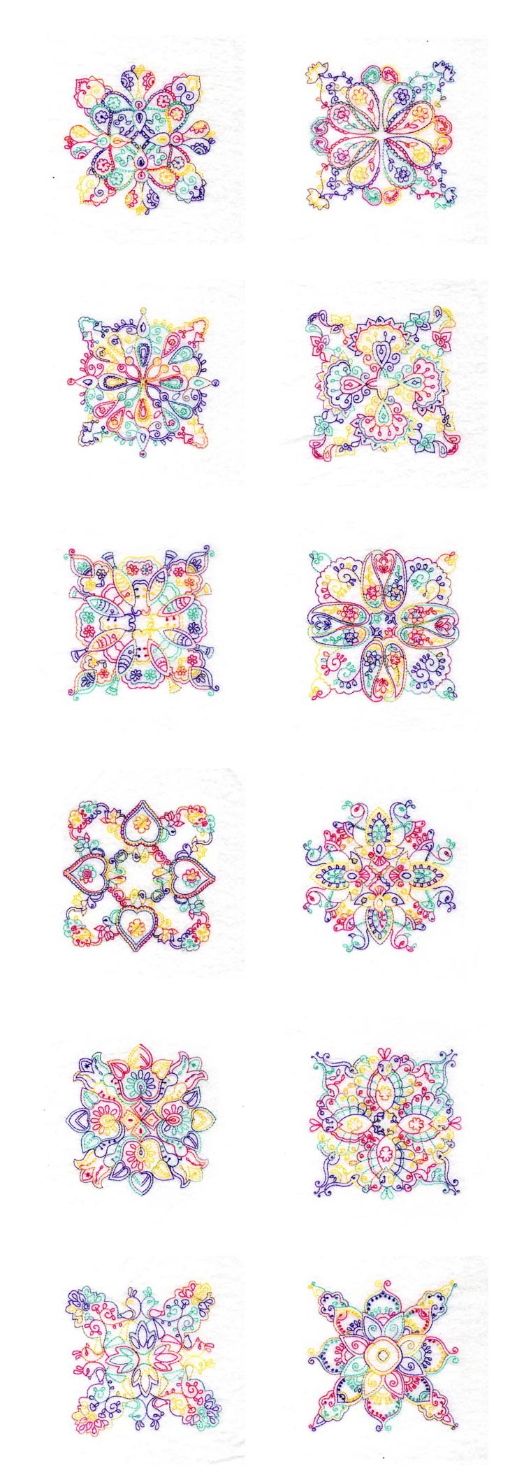 Paisley Quilt Blocks Embroidery Machine Design Details