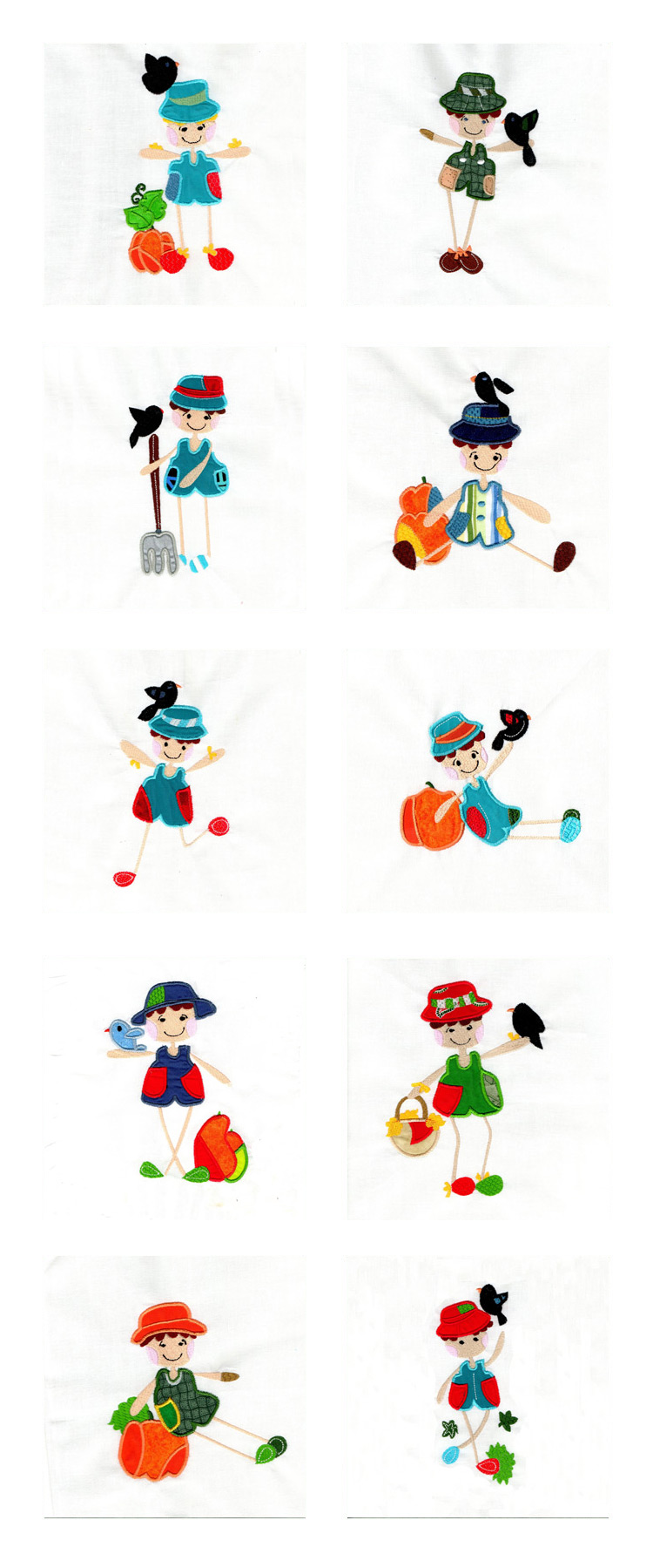 Patchy Scarecrows Embroidery Machine Design Details