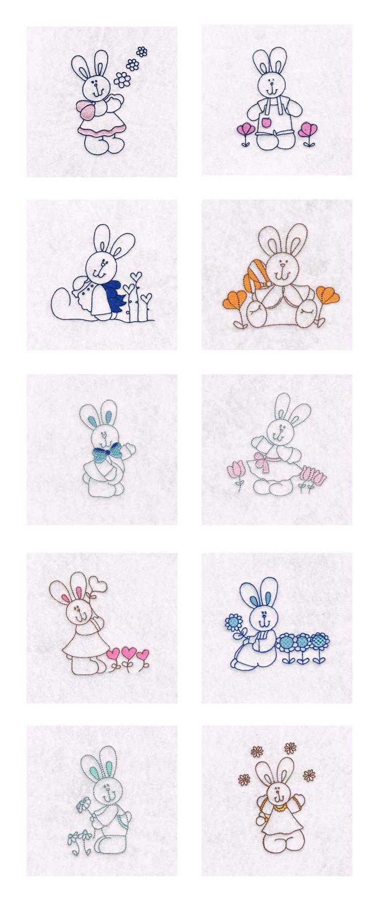 Partially Filled Bunnies Embroidery Machine Design Details
