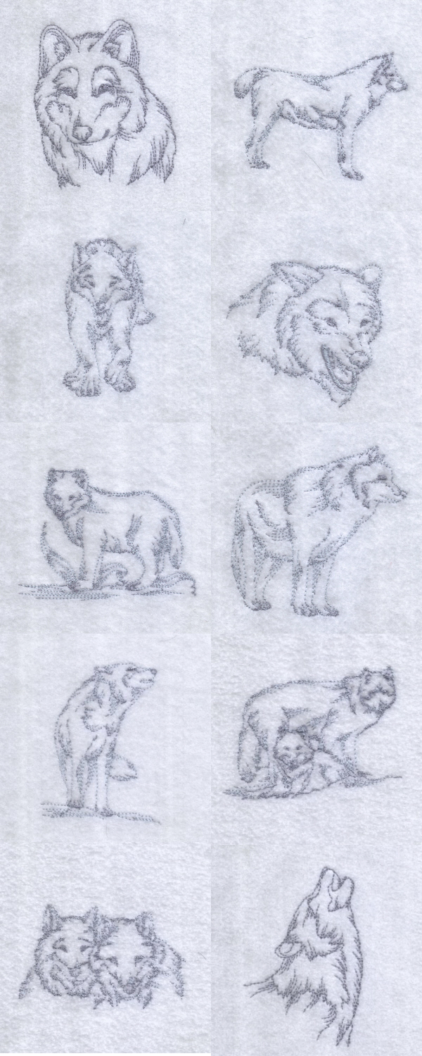 Realistic Wolves Embroidery Machine Design Details
