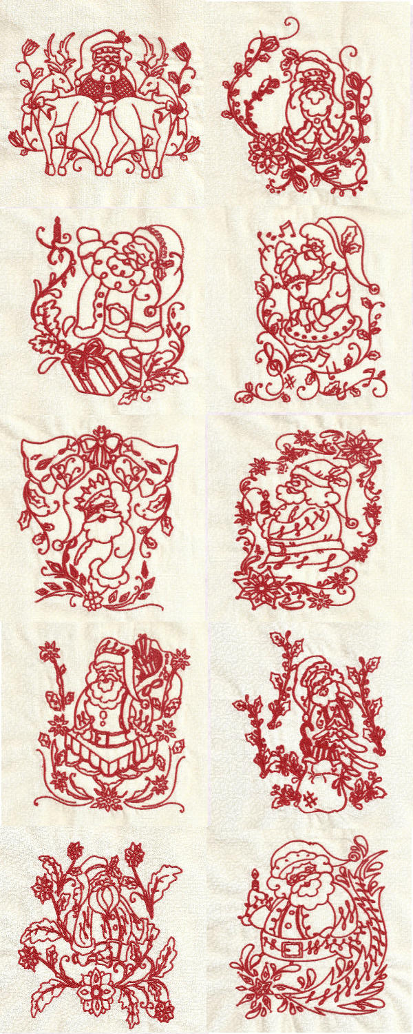 Redwork Santa Embroidery Machine Design Details