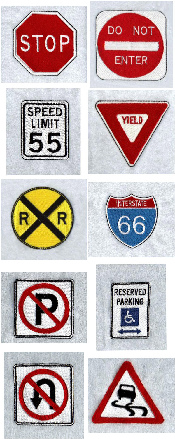 Road Signs Embroidery Machine Design Details