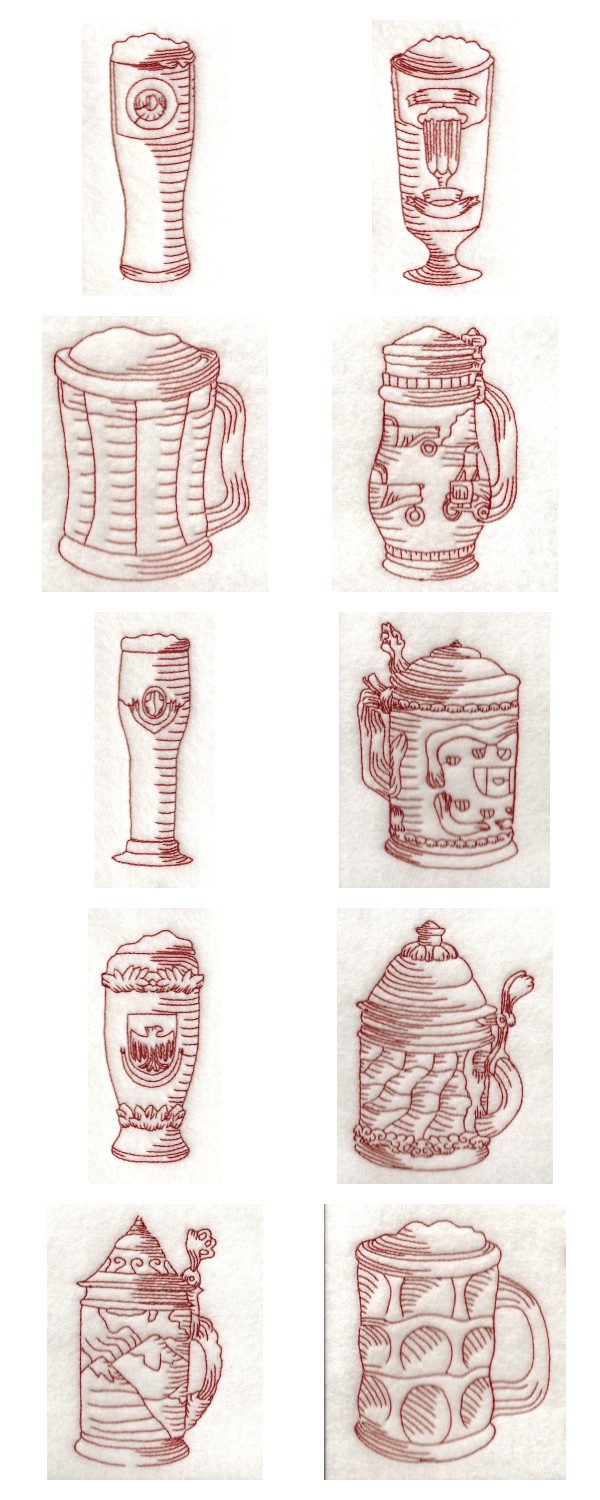 RW Beer Mugs Embroidery Machine Design Details