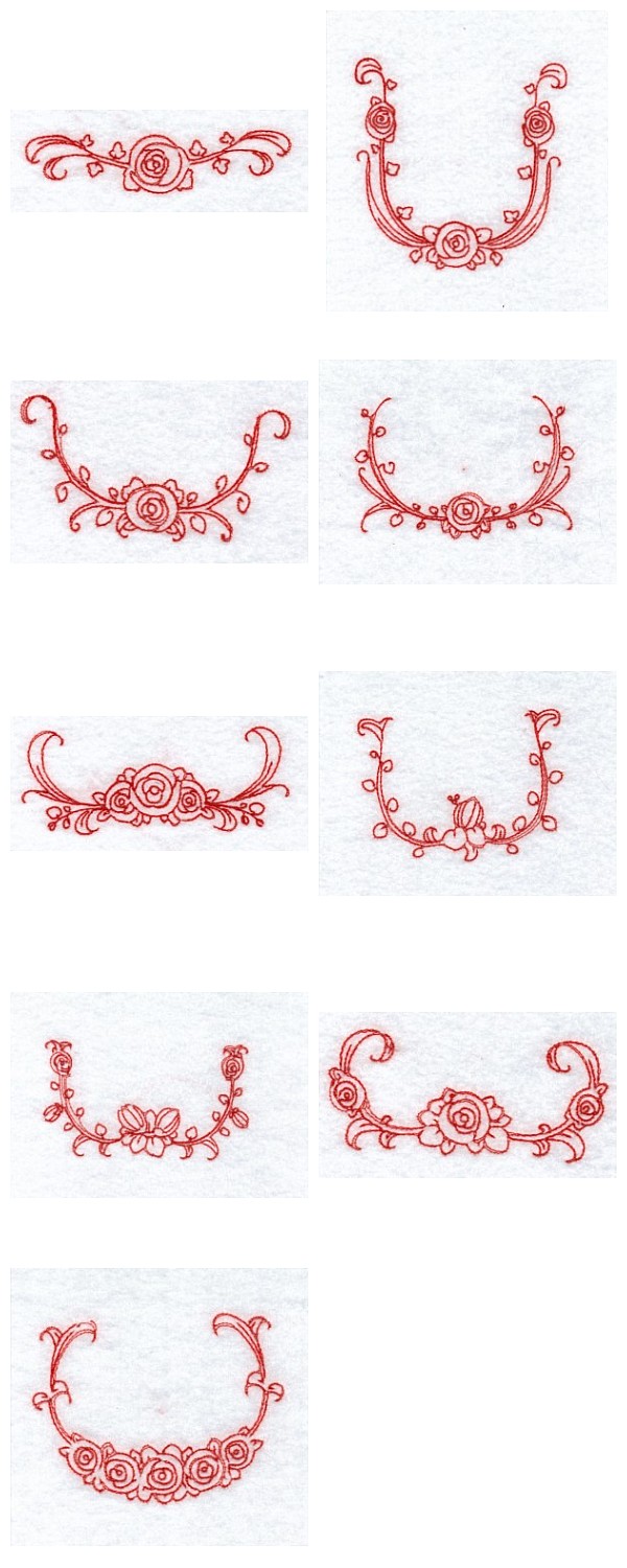 RW Floral Monogram Frames Embroidery Machine Design Details