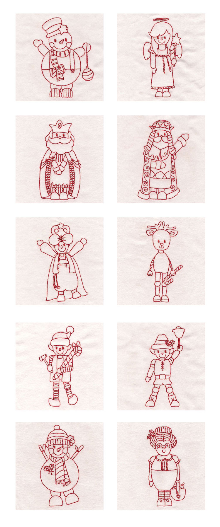 Santa and Friends Redwork Embroidery Machine Design Details