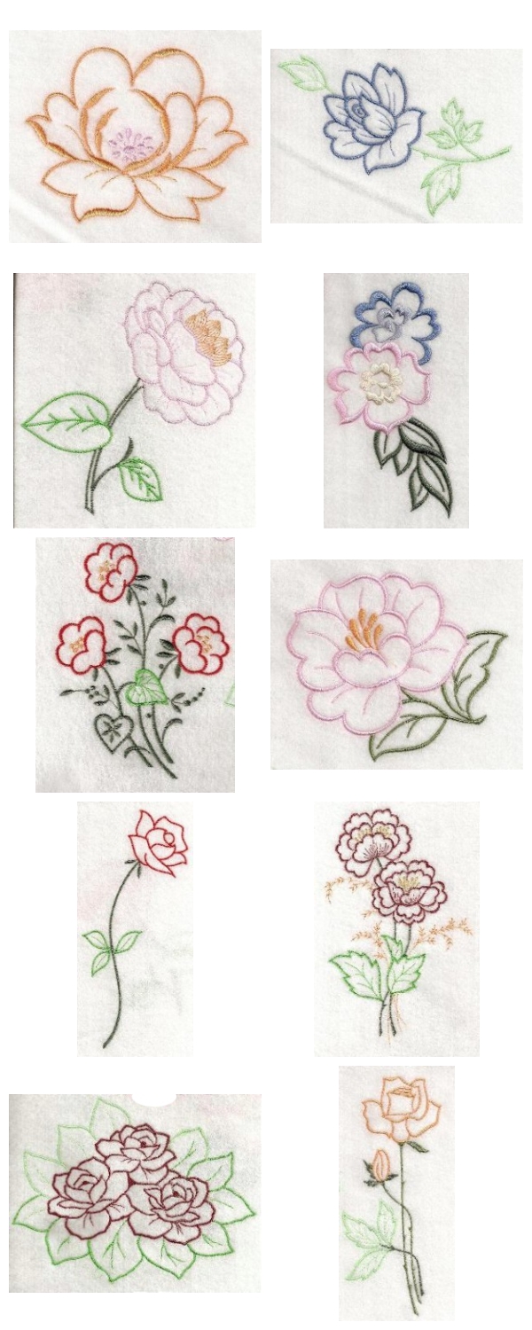 Satin Stitch Roses Embroidery Machine Design Details