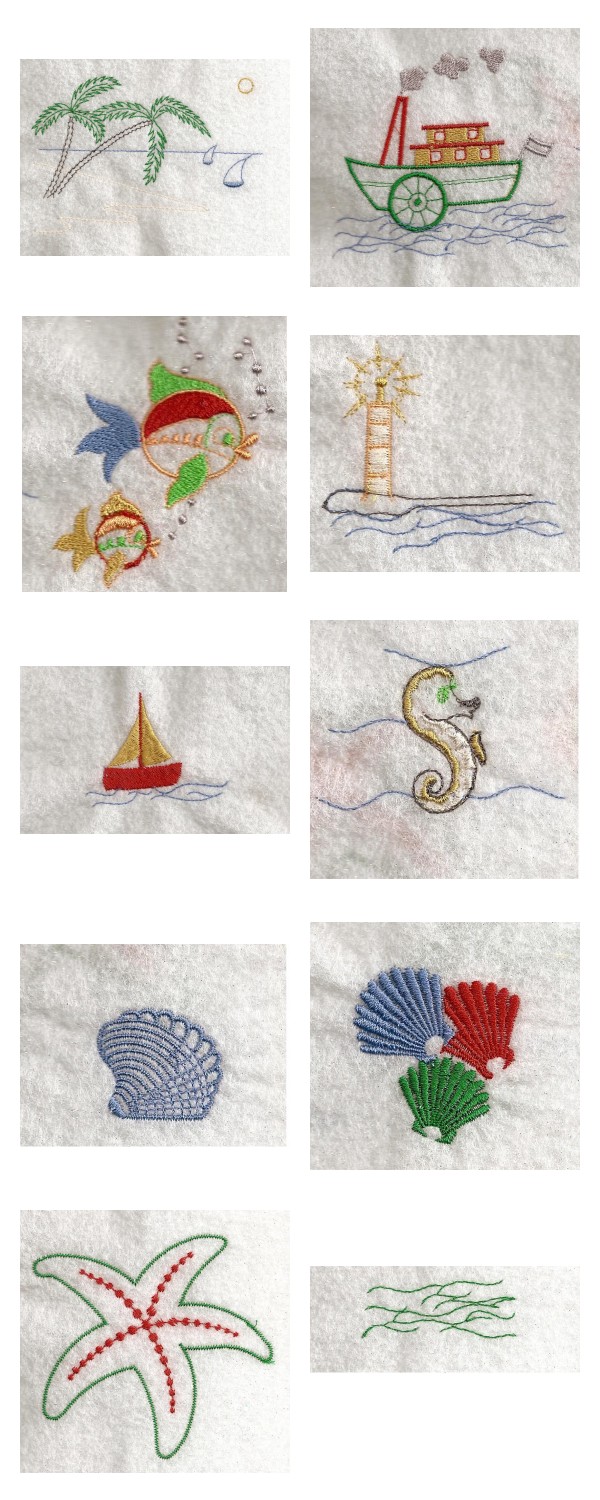 Seaside Fun Embroidery Machine Design Details