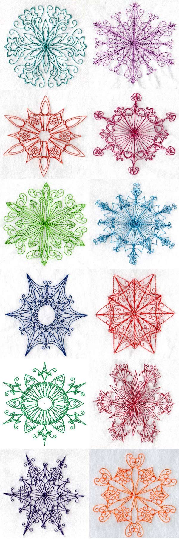 Snowflakes or Stars Embroidery Machine Design Details