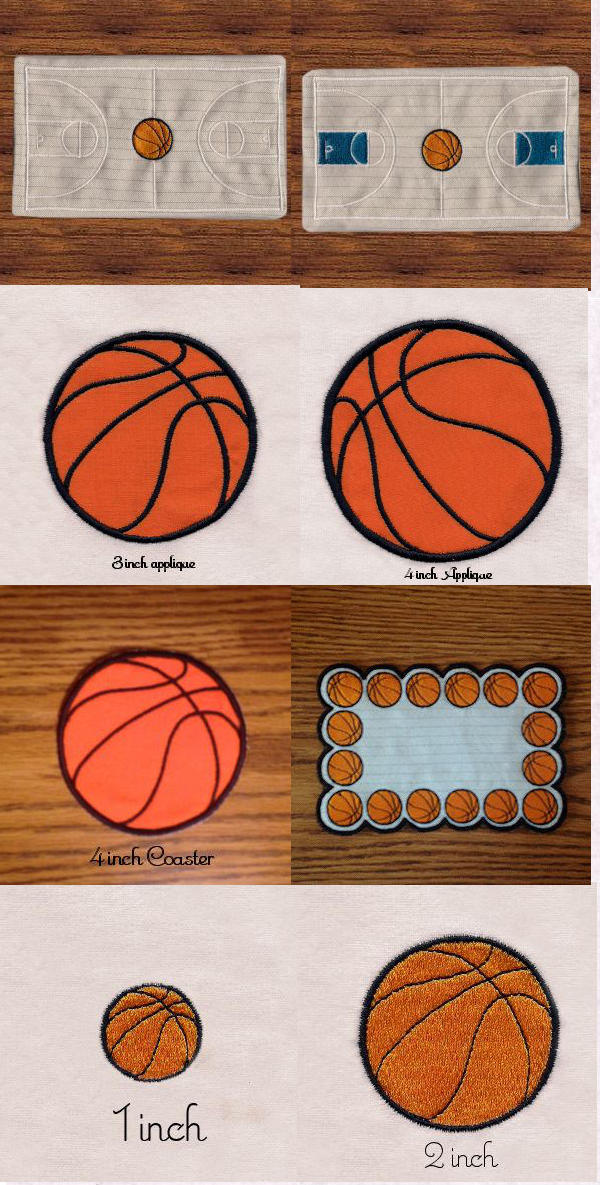 Sport Mug Rug Basketball Embroidery Machine Design Details