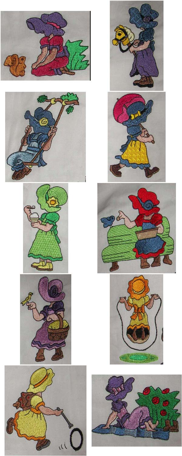 Spring Time Bonnets Embroidery Machine Design Details