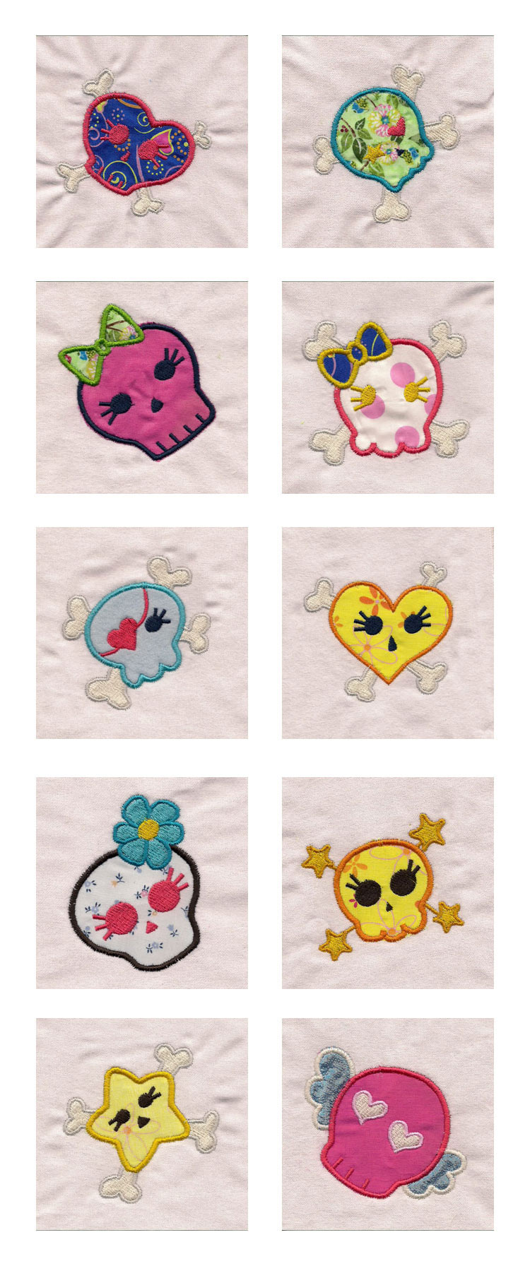 Teen Skulls Applique Embroidery Machine Design Details