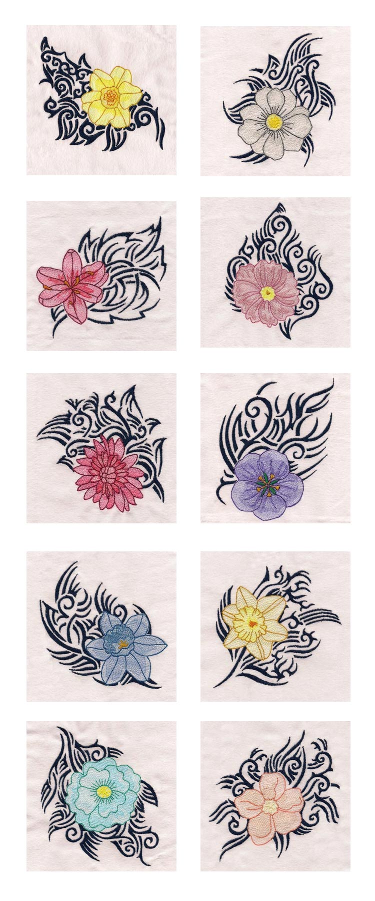 Tribal Flowers Embroidery Machine Design Details