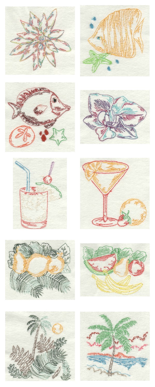 Tropical Multicolor Embroidery Machine Design Details