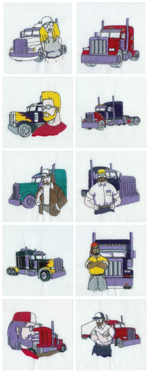 Truck Driver Embroidery Machine Design Details
