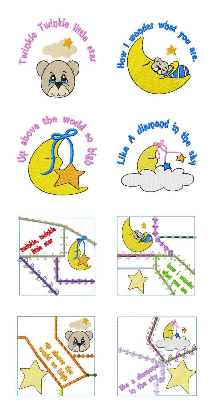 Twinkle Twinkle Little Star Embroidery Machine Design Details