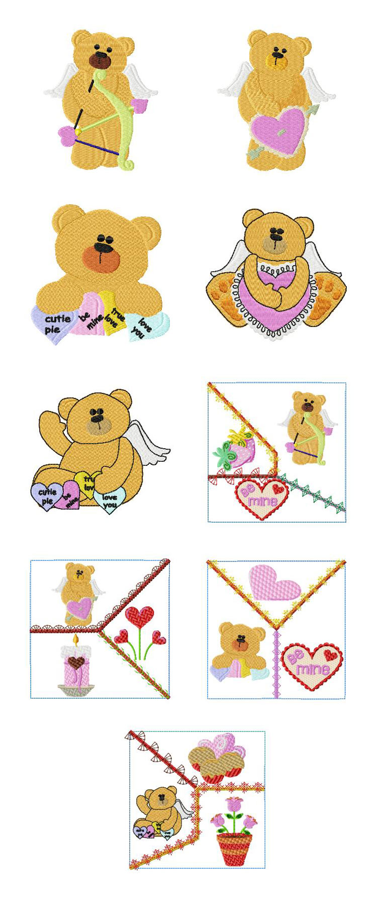 Valentine Bears Embroidery Machine Design Details