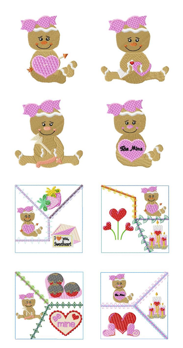 Valentine Gingers Embroidery Machine Design Details