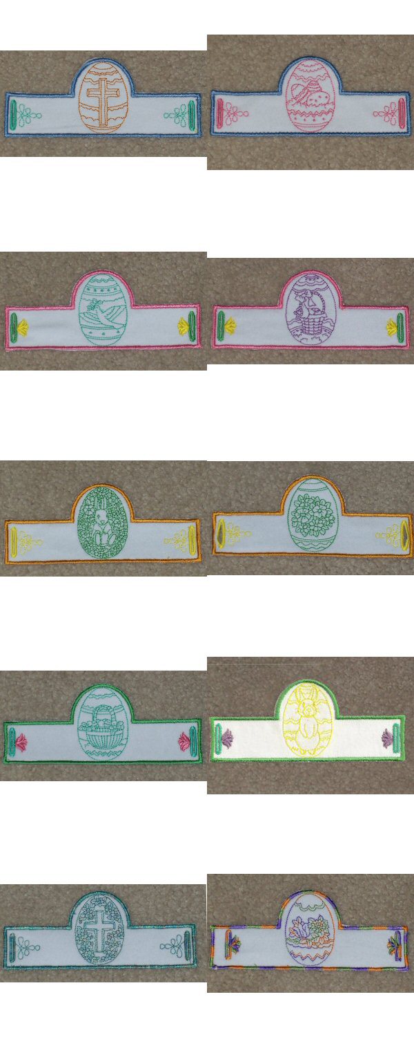 Vintage Easter Egg Holders Version 2 Embroidery Machine Design Details