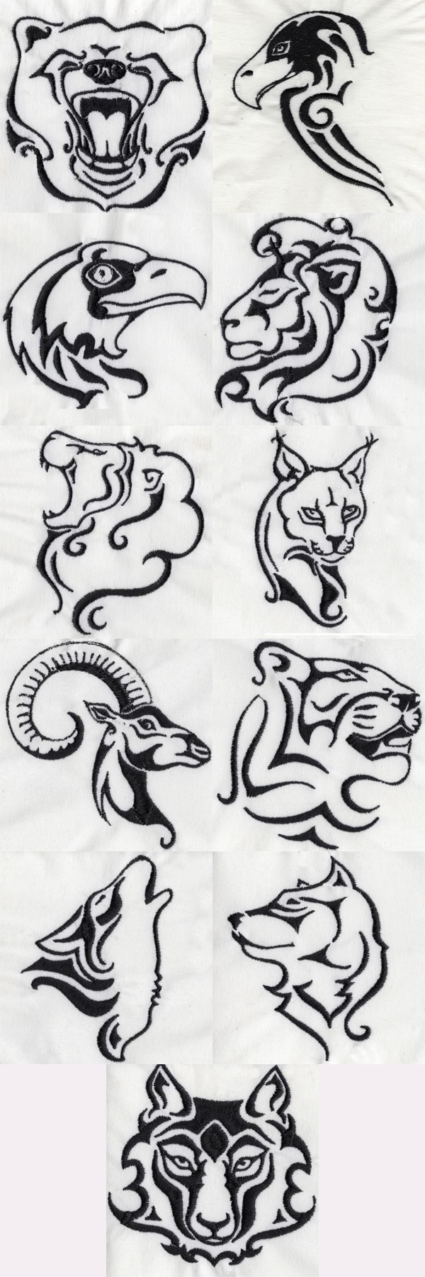 Wild Animal Heads Embroidery Machine Design Details