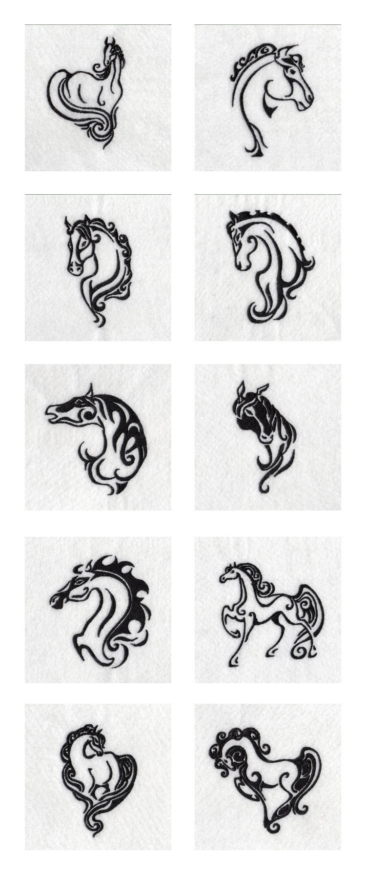 Elegant Wild Horses Embroidery Machine Design Details