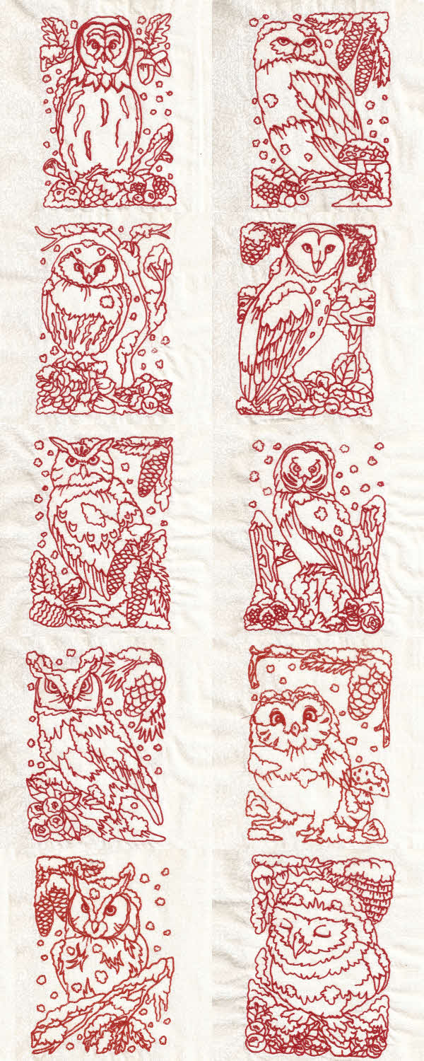 Winter Owls Embroidery Machine Design Details