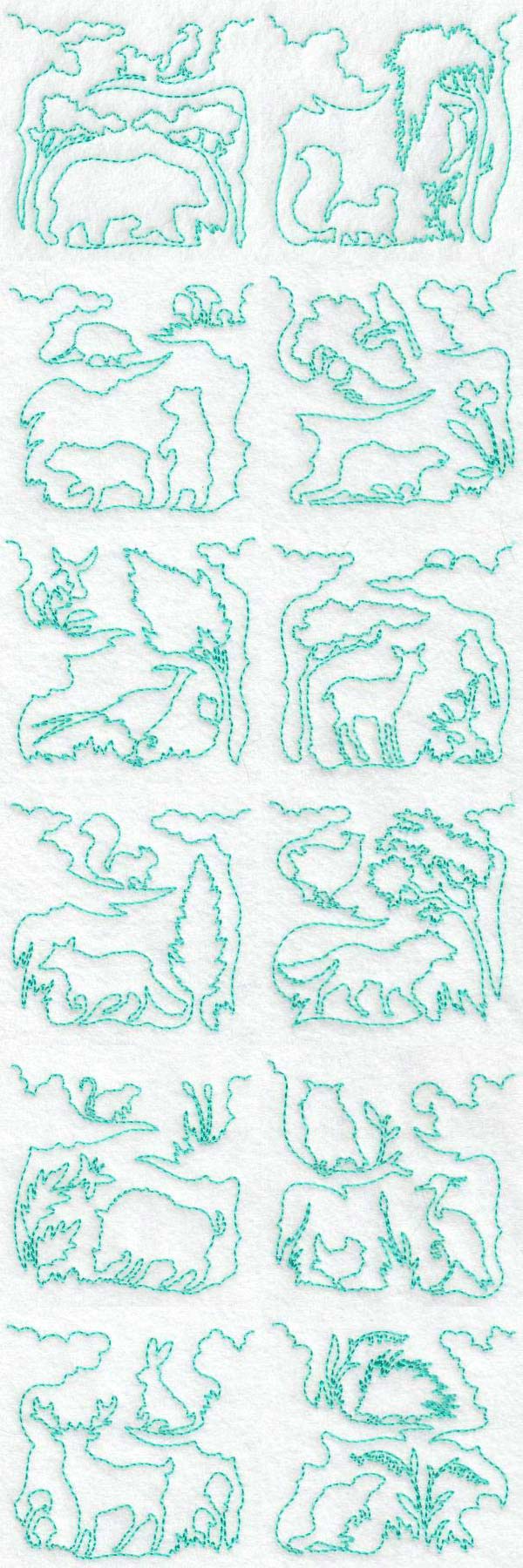 Continuous Woodland Blocks Embroidery Machine Design Details