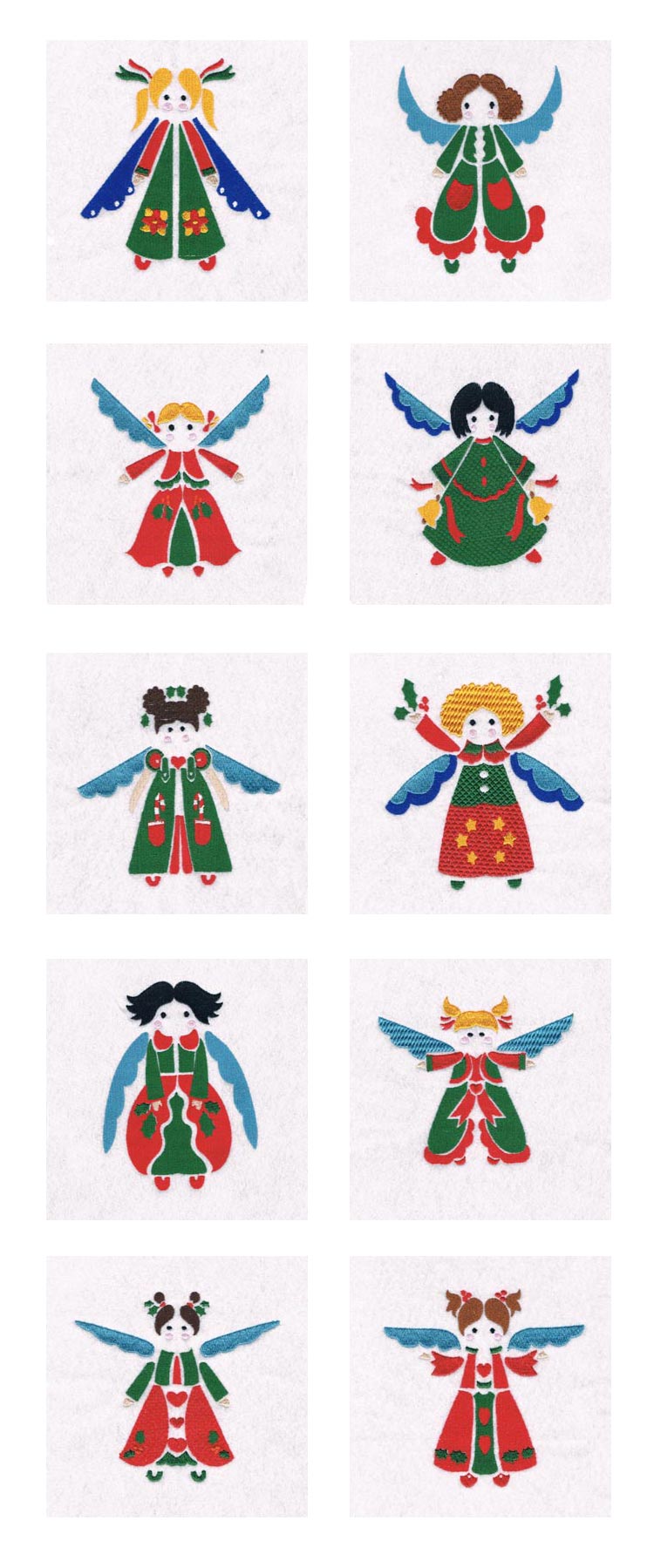 International Christmas Angels Embroidery Machine Design Details