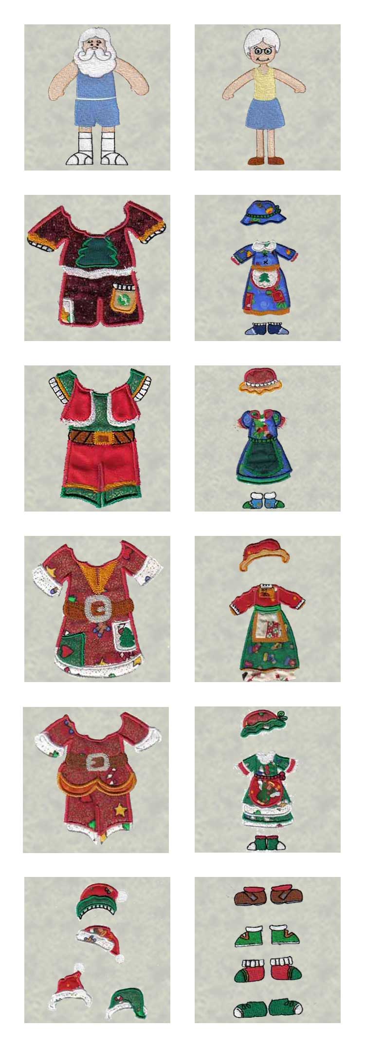 Mr and Mrs Santa Paper Dolls Embroidery Machine Design Details