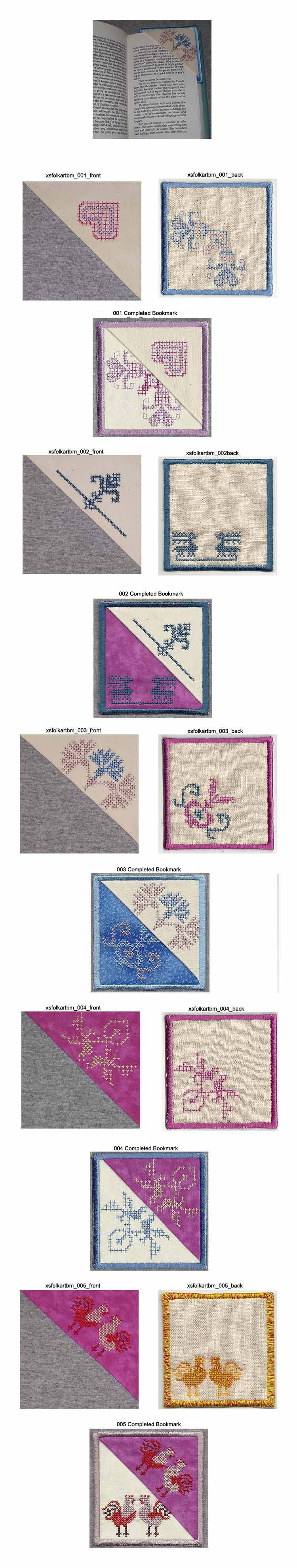 Cross Stitch Folk Art Bookmark Embroidery Machine Design Details