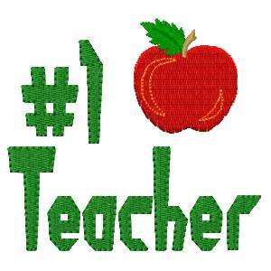 Number 1 Teacher Embroidery Machine Design