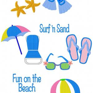 Beach Time Embroidery Machine Design