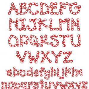 Candy Cane Alphabet Embroidery Machine Design