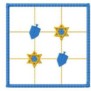 Chanukah Tic Tac Toe Embroidery Machine Design