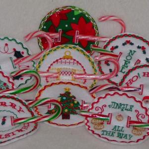 Christmas Candy Cane Holders Embroidery Machine Design