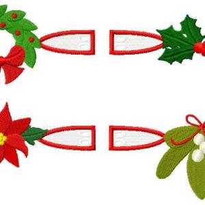 Christmas Floral Napkin Rings Embroidery Machine Design