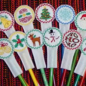 Christmas Pencil Toppers Embroidery Machine Design