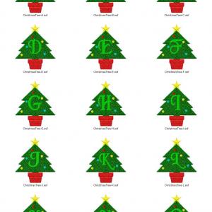 Christmas Tree Alphabet Embroidery Machine Design