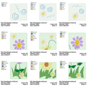 Daisy Garden Puzzle Blocks Embroidery Machine Design