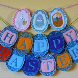 Easter Banner Embroidery Machine Design