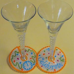 FSL New Years Wineglass Collars Embroidery Machine Design