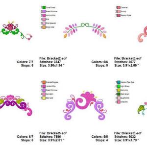 Floral Brackets Embroidery Machine Design