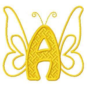 Flutterby Alphabet Embroidery Machine Design