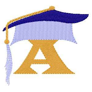 Graduation Alphabet Embroidery Machine Design