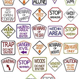Halloween Road Signs Embroidery Machine Design